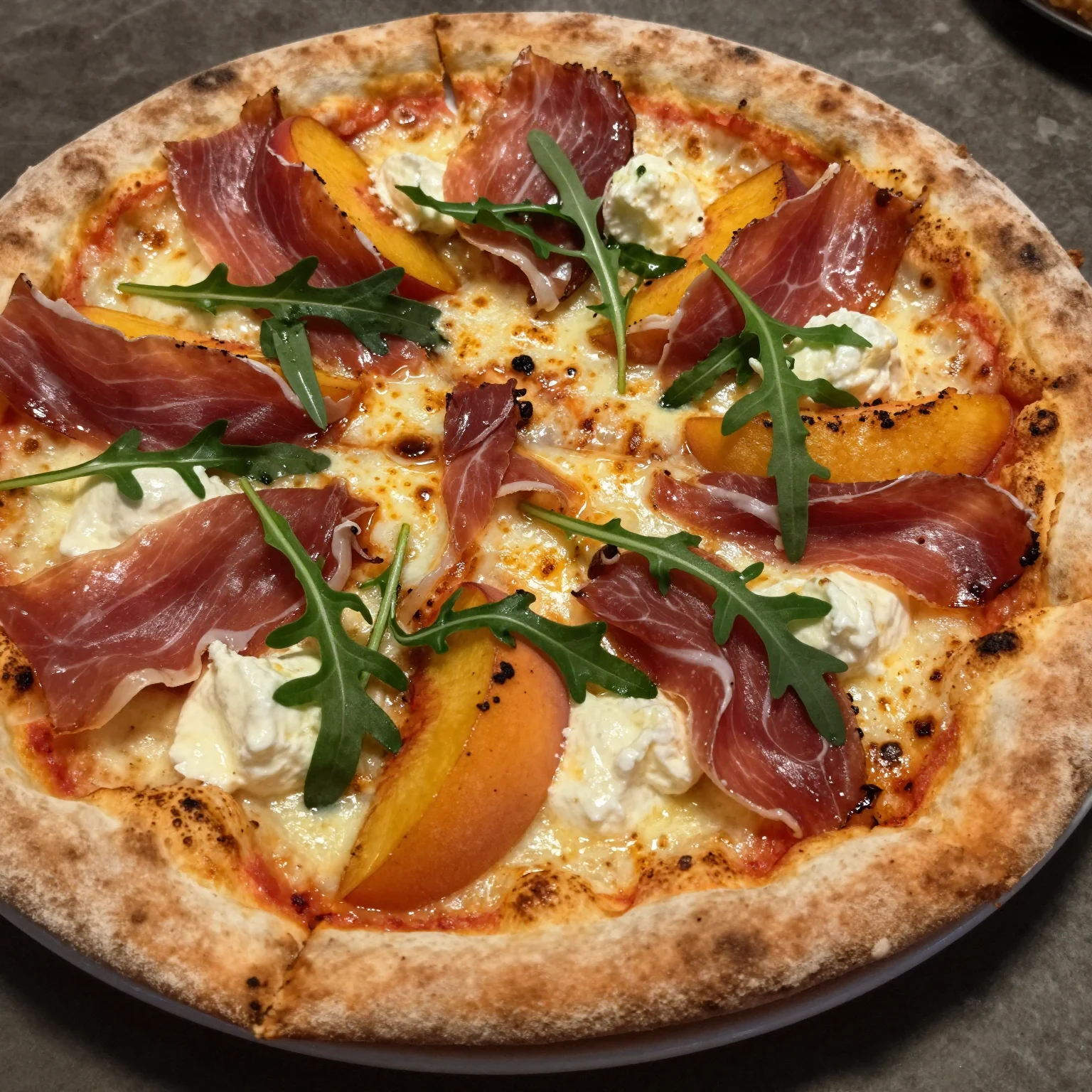 Grilled Peach Prosciutto Pizza