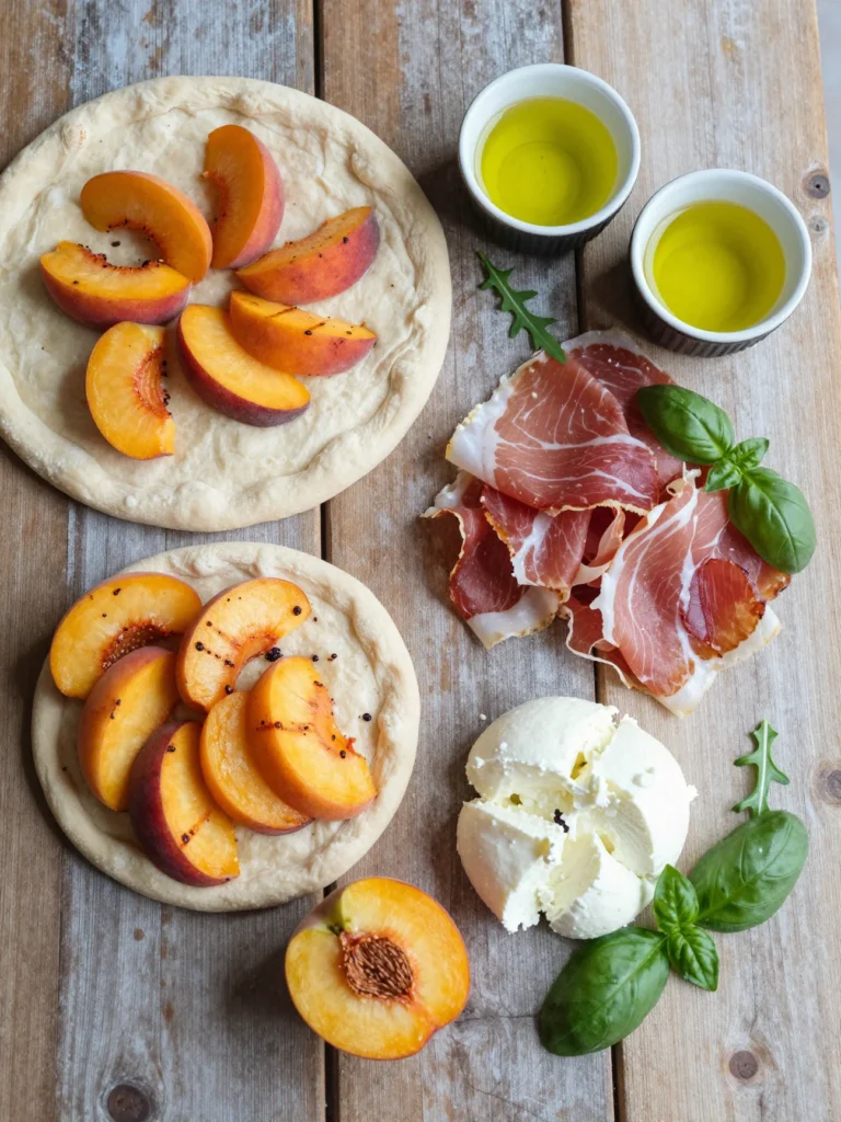 Grilled Peach Prosciutto Pizza