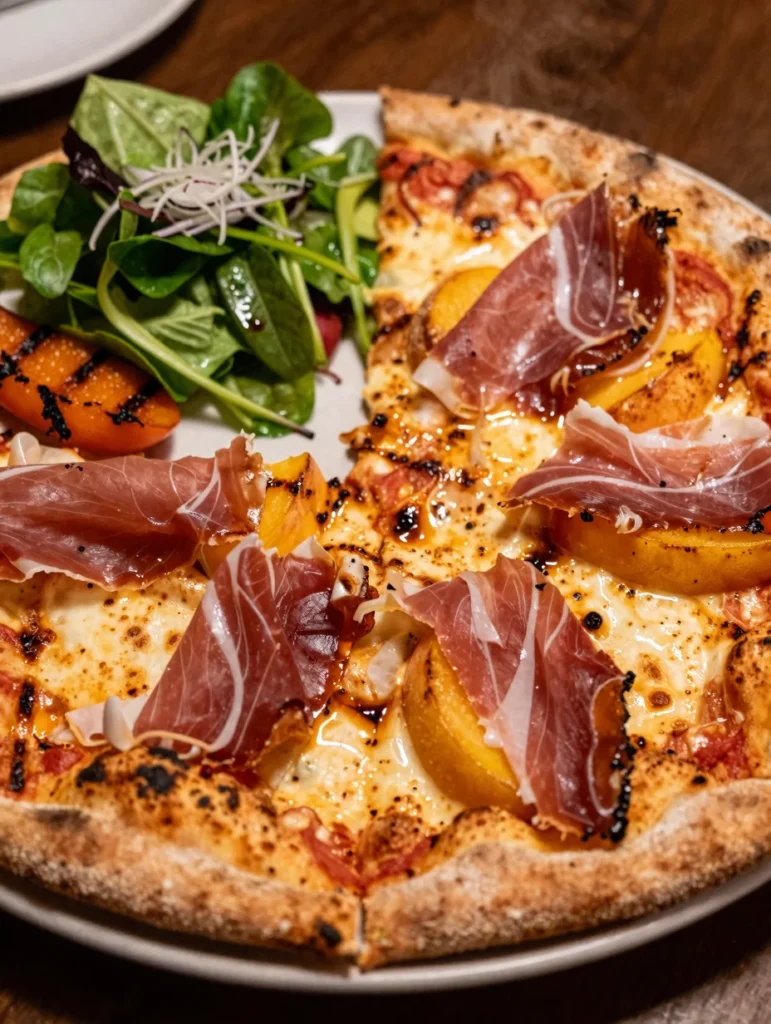 Grilled Peach Prosciutto Pizza