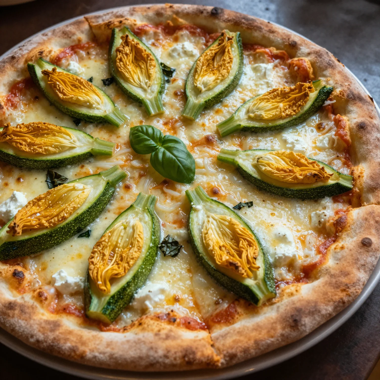 Zucchini Blossom Pizza